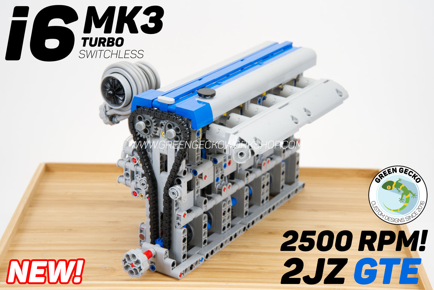 Complete Kit - MK3 Inline 6 Cylinder Turbo Lego Pneumatic Engine - 2JZ GTE Edition - 2500 RPM 🔥 20% OFF + FREE Soda Bottle Air Tank Kit 🔥