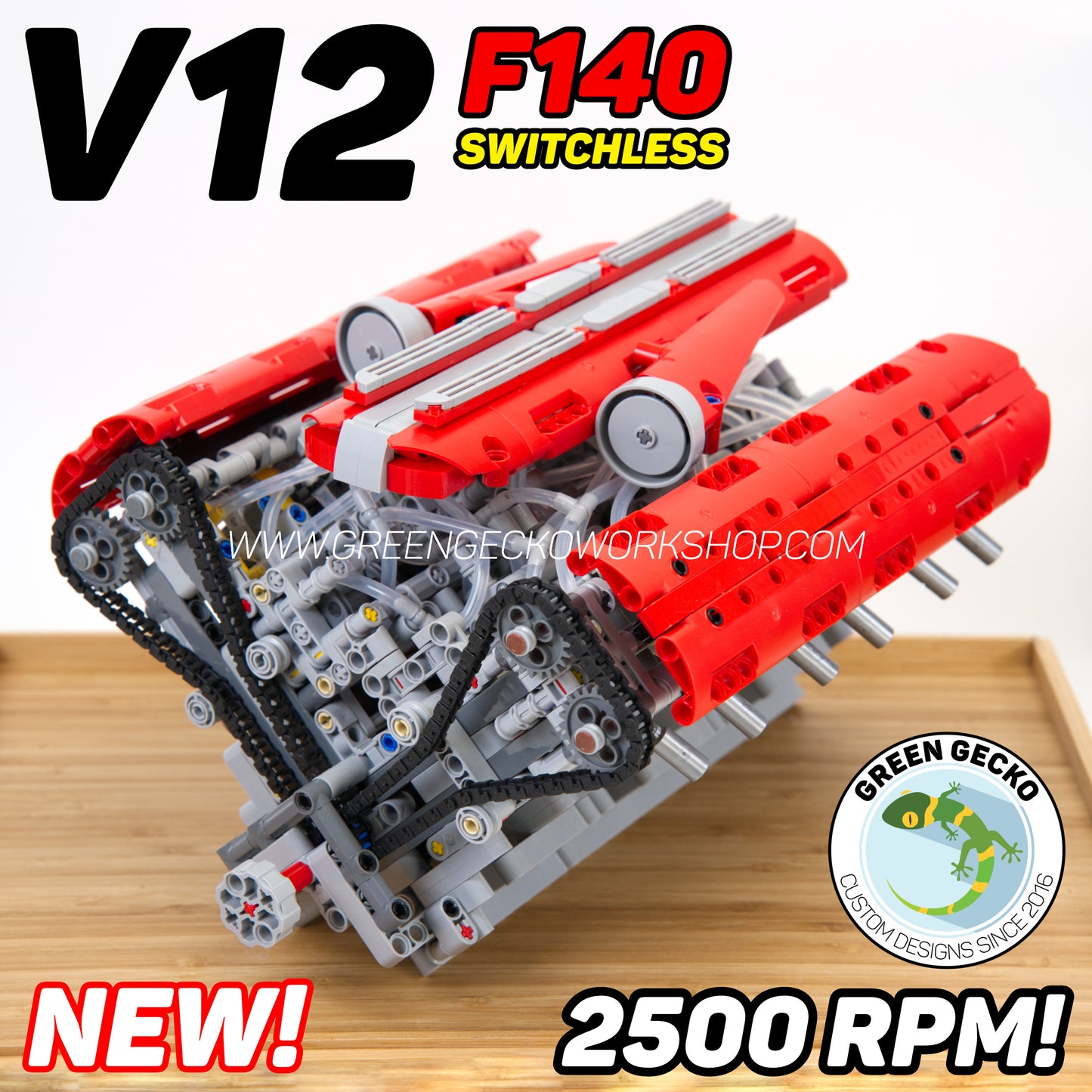 Complete Kit - V12 Lego Pneumatic Engine - F140 Edition - Switchless 2500 RPM 🔥 20% OFF + FREE Soda Bottle Air Tank Kit 🔥