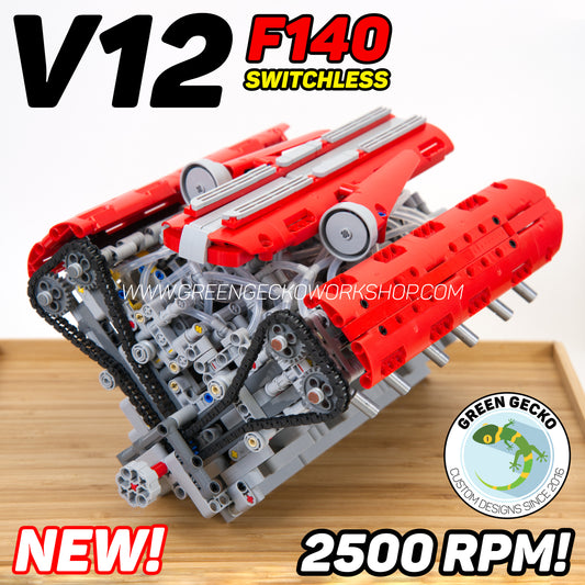 Complete Kit - V12 Lego Pneumatic Engine - F140 Edition - Switchless 2500 RPM 🔥 20% OFF + FREE 5 Speed Manual Gearbox! 🔥