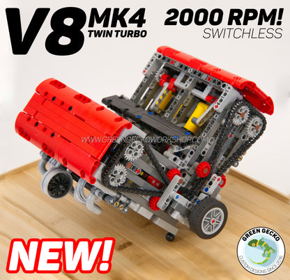 ⭐ 20% OFF ⭐ Complete Kit - MK4 V8 Twin Turbo Lego Pneumatic Engine - Switchless 2000RPM